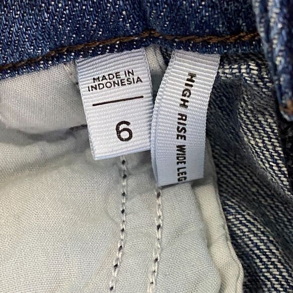 LOFT 2023 High Rise Wide Leg Exposed Button Fly Crop Jeans Women's Size 6 - Picture 6 of 10